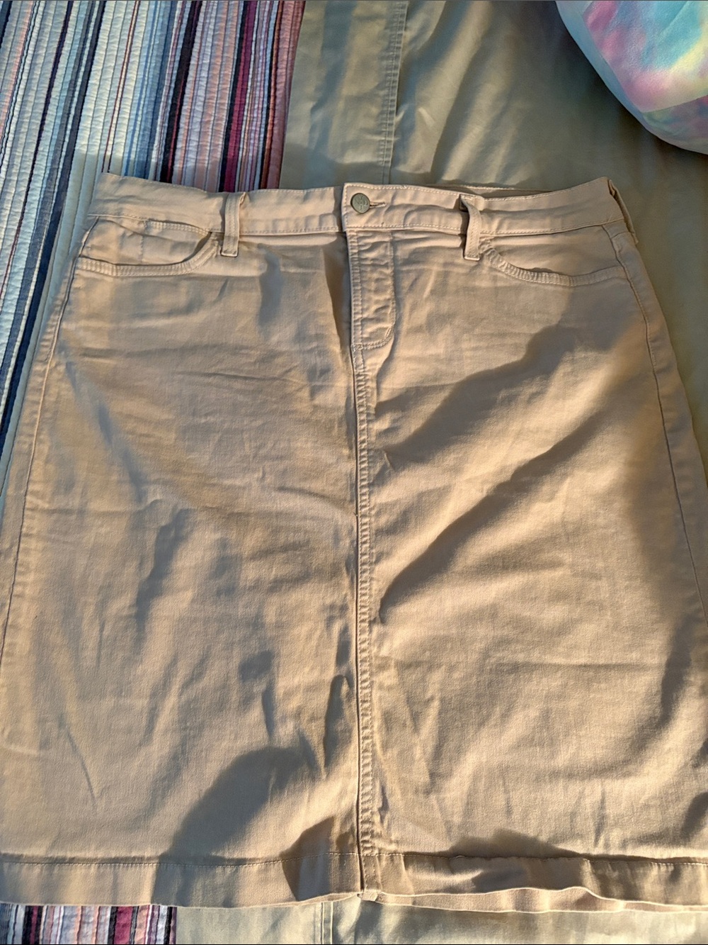 Women's Beige Denim Skirt - Classic High-Waist Style